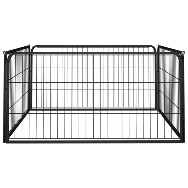 Koera mänguaedik 4 paneeliga, must pulbervärvitud teras, 100 x 100 x 50 cm - 2