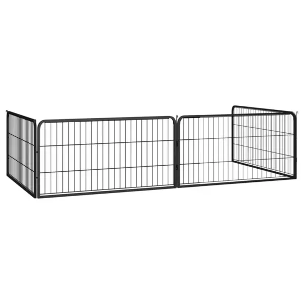 Koera mänguaedik 4 paneeliga, must pulbervärvitud teras, 100 x 100 x 50 cm - 3