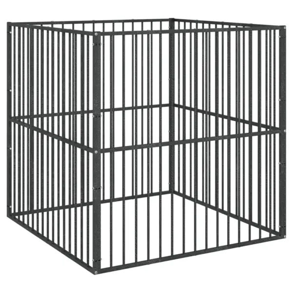 Koera mänguaedik 4 paneeliga, must tsingitud teras, 100 x 100 x 100 cm – 2