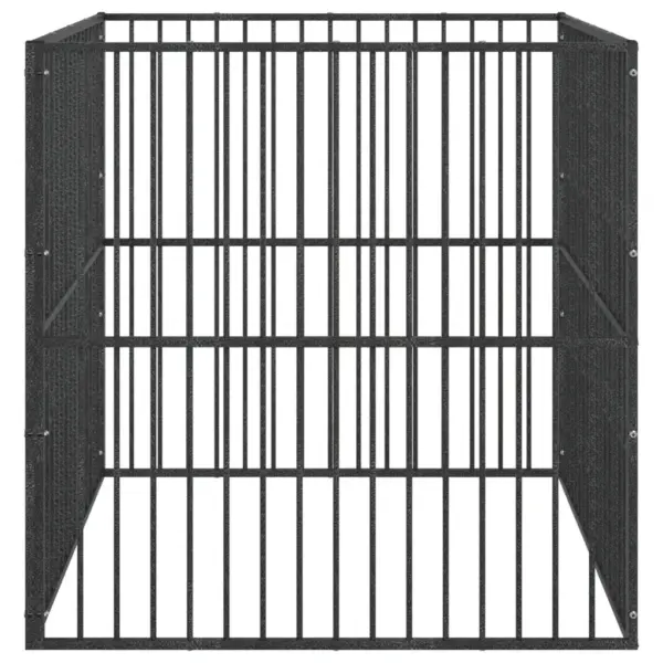 Koera mänguaedik 4 paneeliga, must tsingitud teras, 100 x 100 x 100 cm – 4