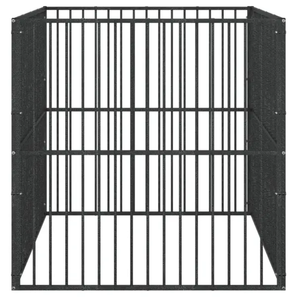 Koera mänguaedik 4 paneeliga, must tsingitud teras, 100 x 100 x 100 cm – 5