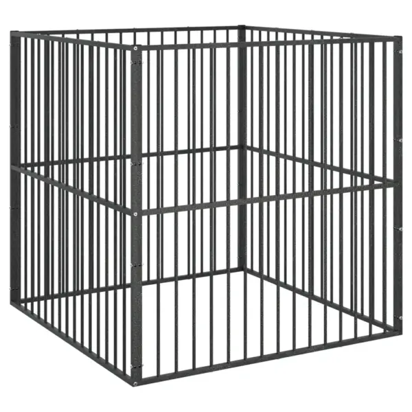 Koera mänguaedik 4 paneeliga, must tsingitud teras, 100 x 100 x 100 cm – 6