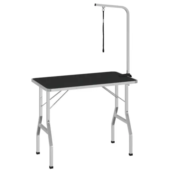 Kokkupandav koera pügamislaud reguleeritava pügamisraamiga, must ja hõbedane, 110 x 60 x 76 cm – 2