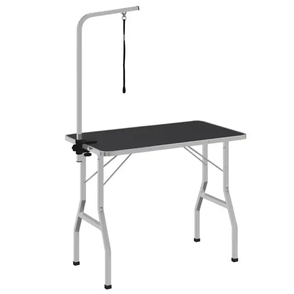 Kokkupandav koera pügamislaud reguleeritava pügamisraamiga, must ja hõbedane, 110 x 60 x 76 cm – 6