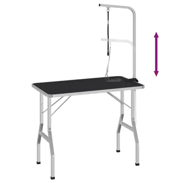 Kokkupandav koera pügamislaud reguleeritava pügamisraamiga, must ja hõbedane, 110 x 60 x 76 cm – 7