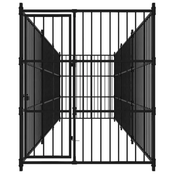 Koeraaedik koertele lukustatava väravaga, must teras, 450 x 150 x 185 cm - 2