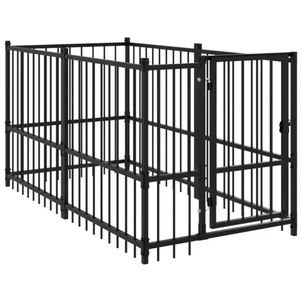 Koeraaedik kutsikatele, must pulbervärvitud teras, 193,5 x 97 x 100 cm – 2