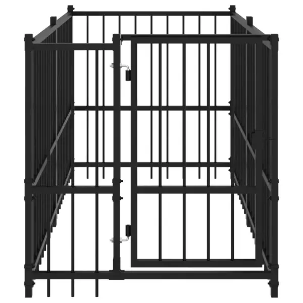 Koeraaedik kutsikatele, must pulbervärvitud teras, 193,5 x 97 x 100 cm – 3