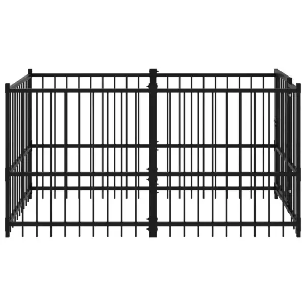 Koeraaedik kutsikatele, must pulbervärvitud teras, 193,5 x 97 x 100 cm – 4