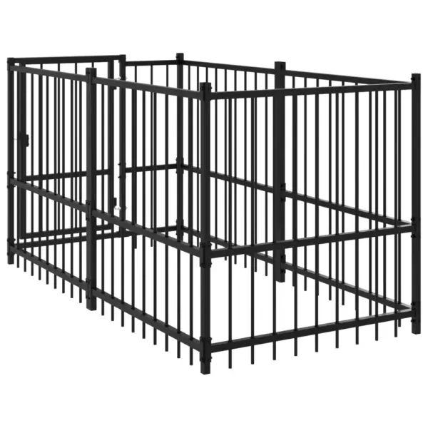 Koeraaedik kutsikatele, must pulbervärvitud teras, 193,5 x 97 x 100 cm – 5