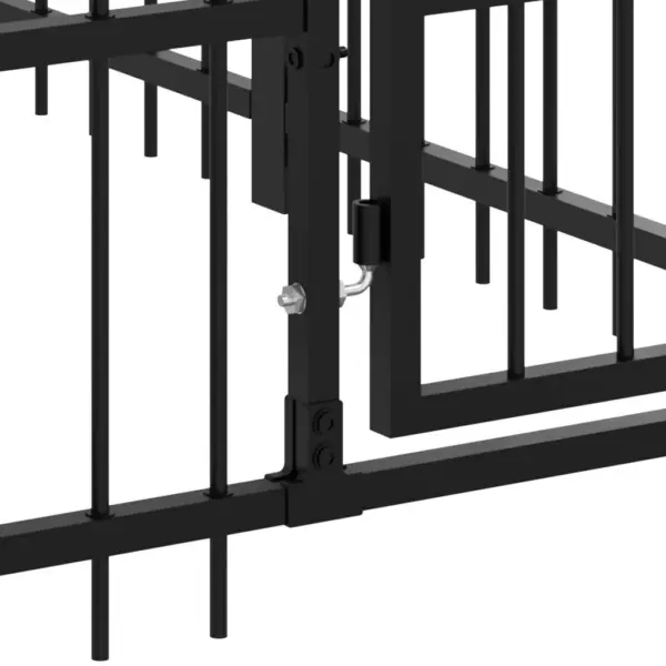 Koeraaedik kutsikatele, must pulbervärvitud teras, 193,5 x 97 x 100 cm – 6