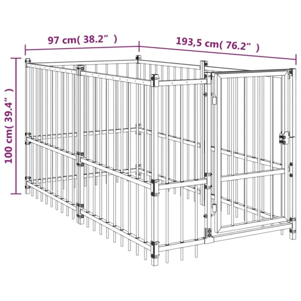Koeraaedik kutsikatele, must pulbervärvitud teras, 193,5 x 97 x 100 cm – 7
