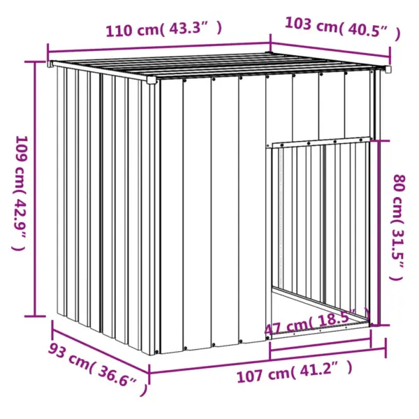Koerakuut katusega, antratsiithall tsingitud teras, 110 x 103 x 109 cm – 5