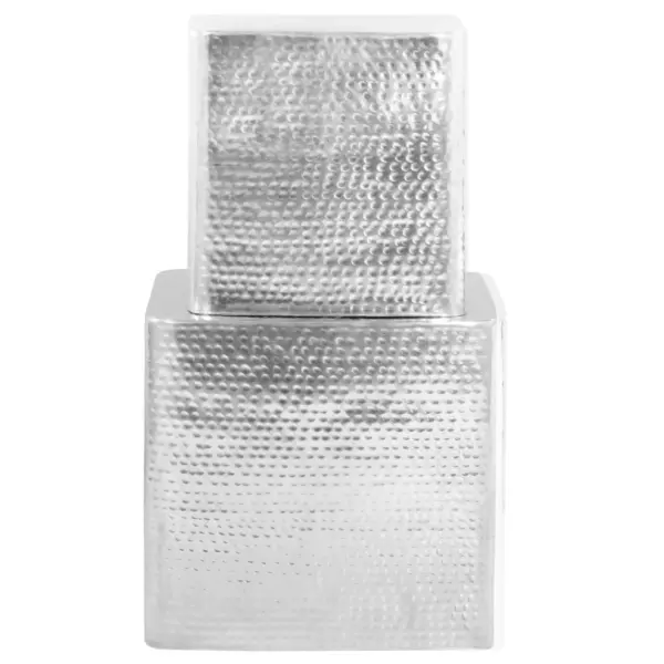 Hõbedased sepistatud alumiiniumist kohvilauad, 2 tk, 40 x 40 x 38 cm ja 30 x 30 x 32 cm - 4