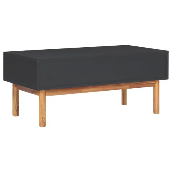 Kohvilaud 2 sahtliga, akaatsiapuit ja MDF, matt must/tumepruun, 90 x 50 x 40 cm – 5