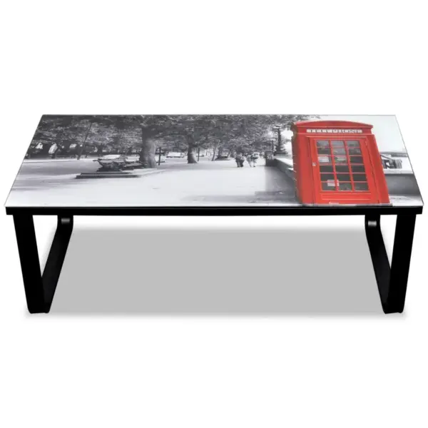 Klaasplaadiga kohvilaud telefonikabiini mustriga, must raudraam, 90 x 45 x 32 cm – 3