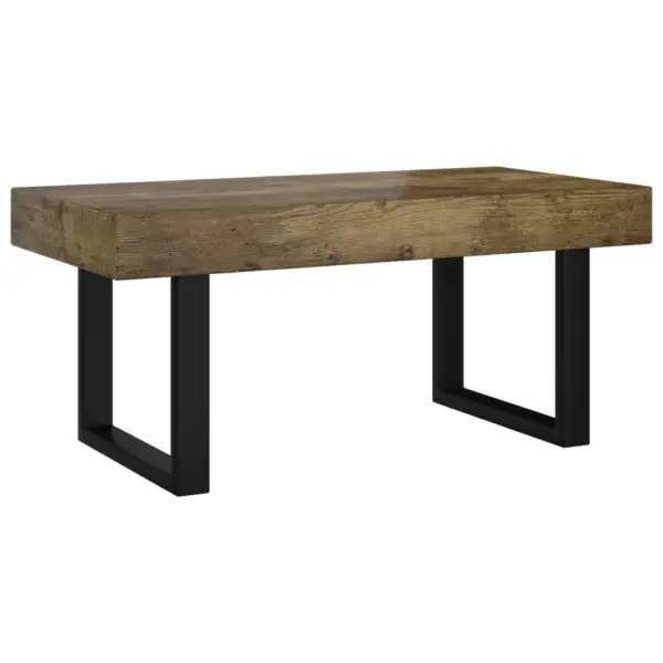 Kohvilaud tumepruuni spoonitud MDF-plaadiga ja musta rauast raamiga, 90 x 45 x 40 cm – 2