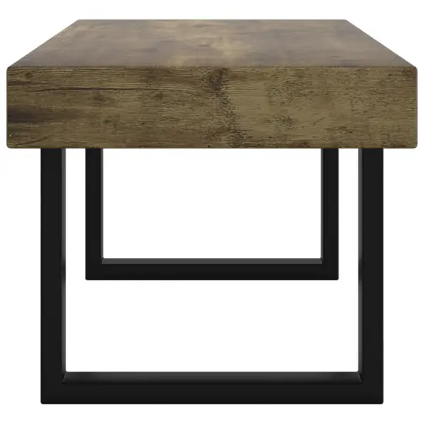 Kohvilaud tumepruuni spoonitud MDF-plaadiga ja musta rauast raamiga, 90 x 45 x 40 cm – 4