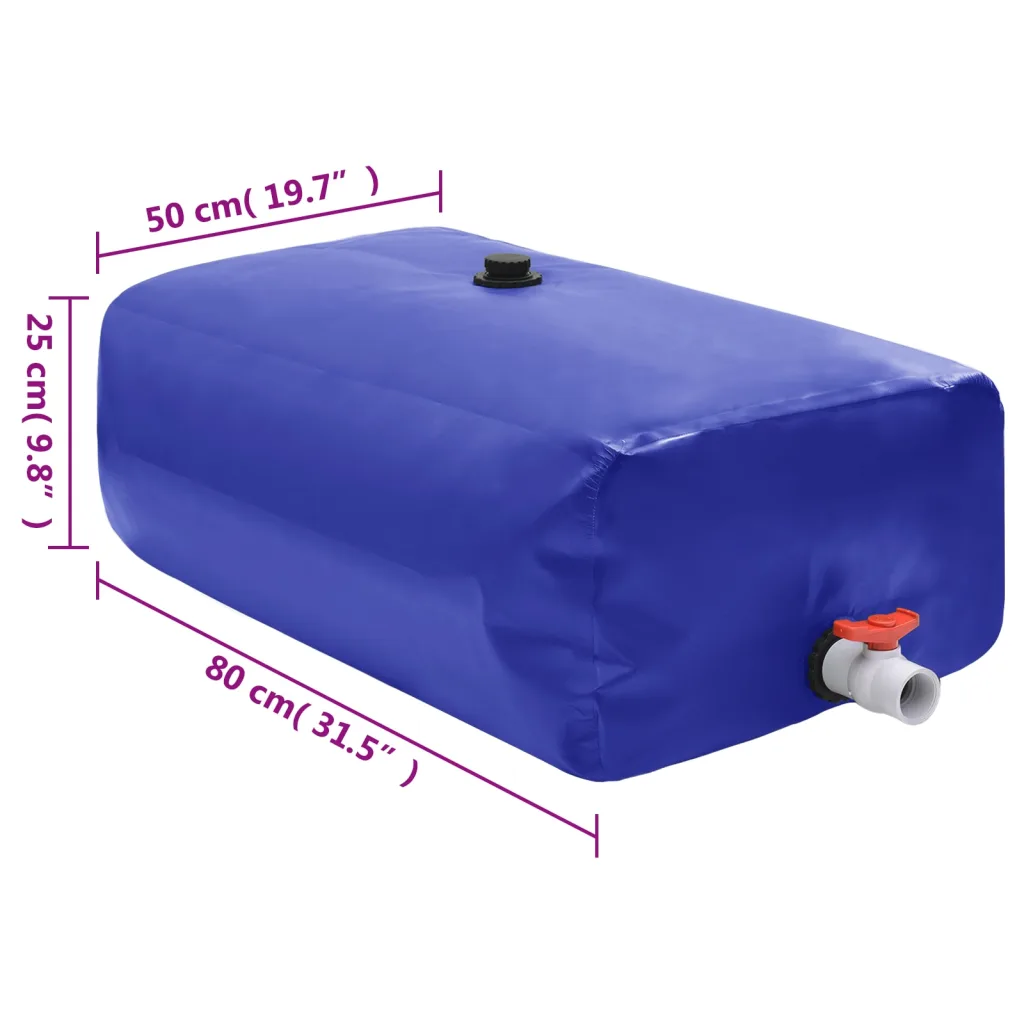 Kokkupandav veepaak kraaniga, 100 L, sinine PVC