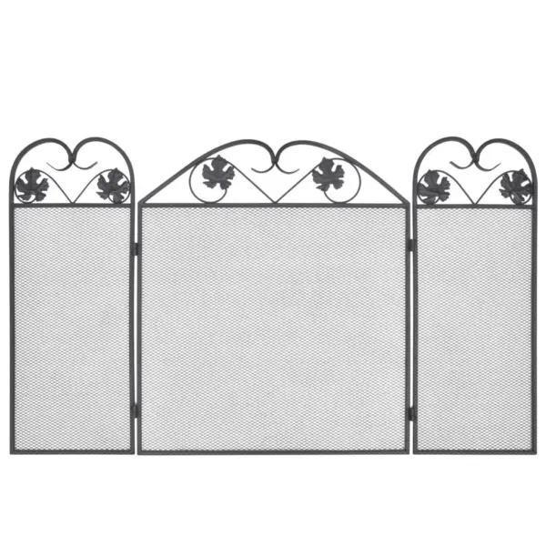 Kolmepaneeliline kokkupandav rauast kaminavõre, must, 102 x 61 cm – 3
