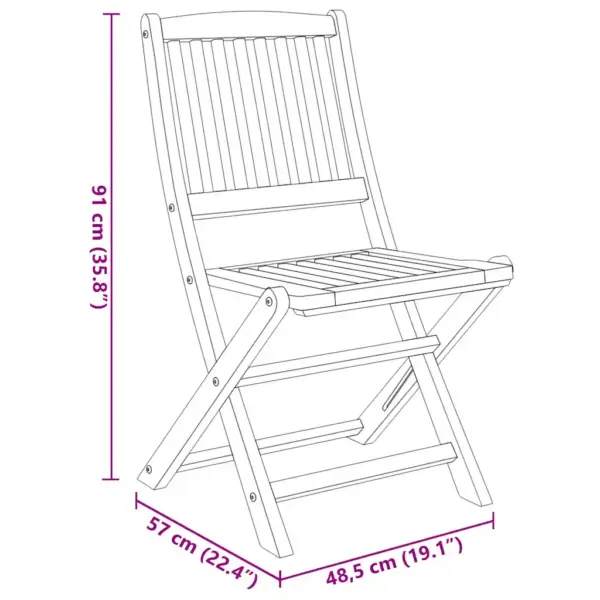 3-osaline kokkupandav aiamööbli komplekt akaatsiapuidust, pruun, laud 60 x 60 cm – 13