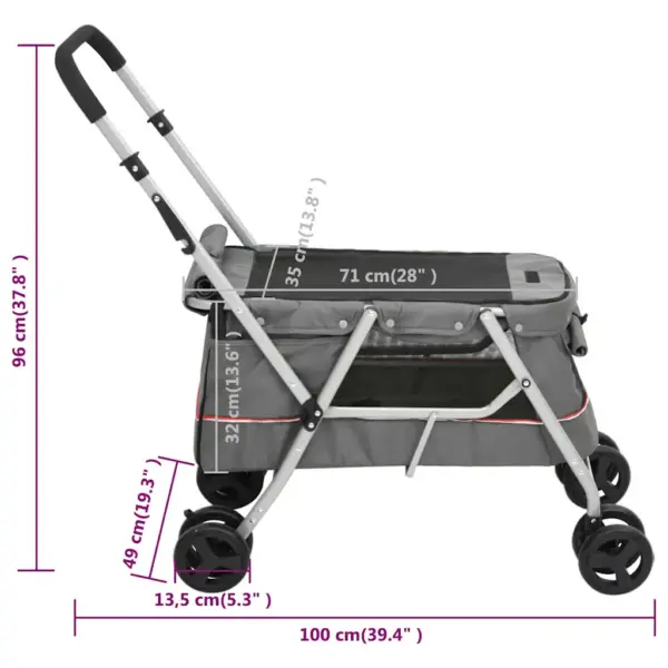 Kokkupandav hall koerakäru kaanega, 15 kg, 100 x 49 x 96 cm – 13