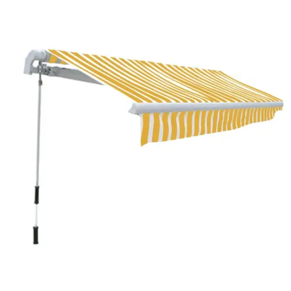 Kokkupandav käsitsi juhitav terrassi varikatus 300 cm, kollane-valge - 2