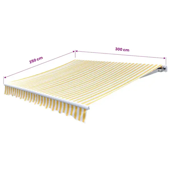 Kokkupandav käsitsi juhitav terrassi varikatus 300 cm, kollane-valge - 6