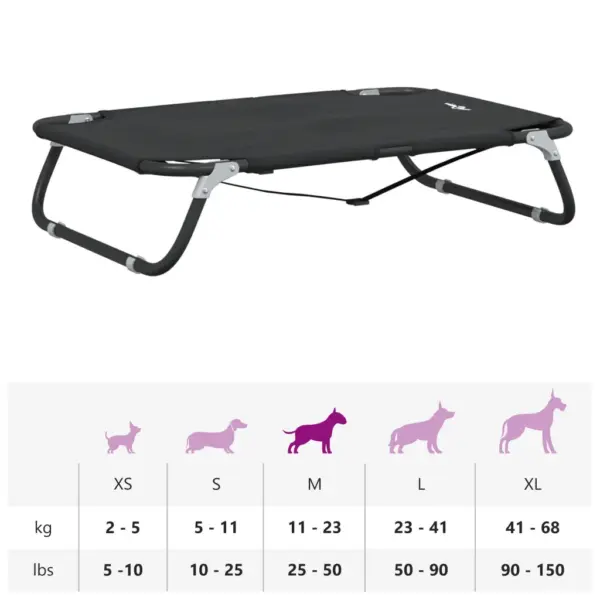 Kokkupandav kõrgendatud koeravoodi, antratsiithall, 600D Oxford kangas ja teras, 80 x 55 x 18 cm – 11