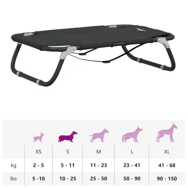 Kokkupandav kõrgendatud koeravoodi, antratsiithall 600D Oxford kangas ja teras, 70 x 46 x 18 cm – 11