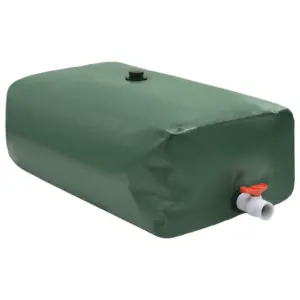 Kokkupandav kraaniga veepaak, 100 l, roheline PVC, 80 x 50 x 25 cm