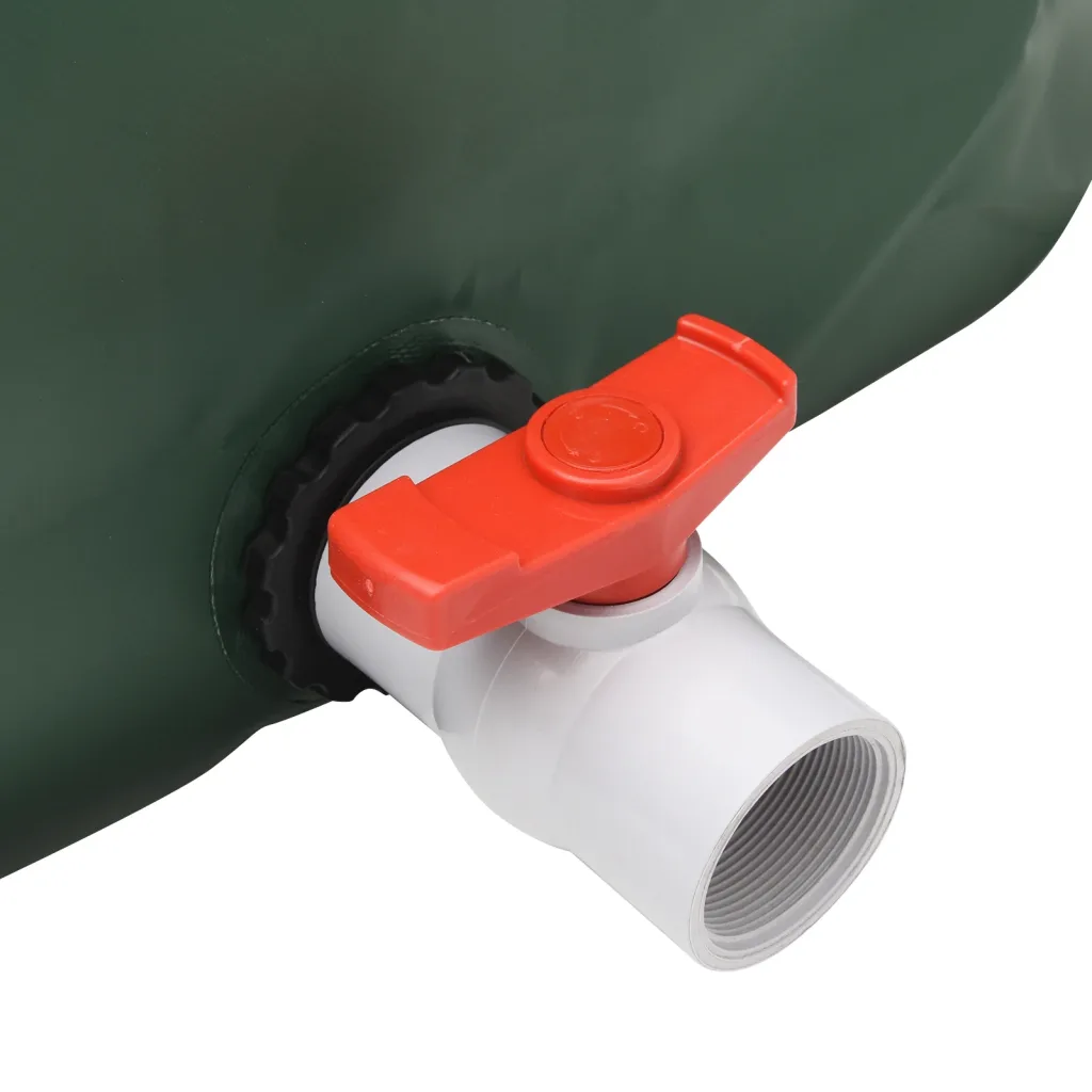 Kokkupandav kraaniga veepaak, 100 l, roheline PVC, 80 x 50 x 25 cm