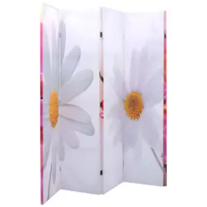Kokkupandav ruumijagaja sirm lillemustriga, 200 x 170 cm, nulupuidust raam, PVC-kangas