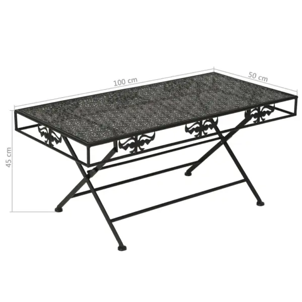 Kokkupandav metallist kohvilaud dekoratiivsete detailidega, must, 100 x 50 x 45 cm – 8