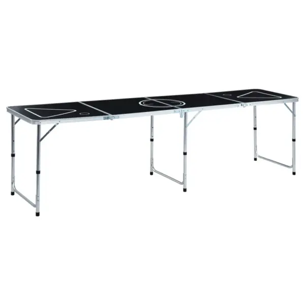 Kokkupandav õllepongilaud tasside ja pallidega, must, reguleeritava kõrgusega, 240 x 60 cm – 3