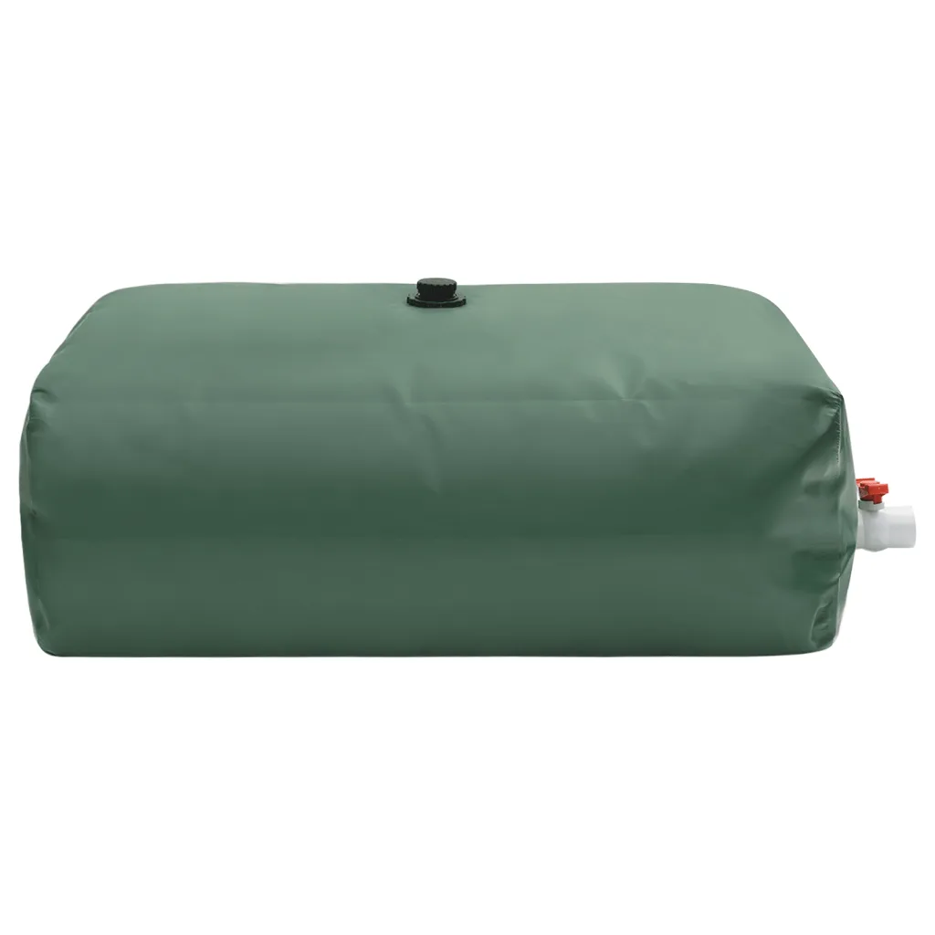 Kokkupandav PVC veepaak kraaniga, ristkülikukujuline, 360 L, roheline, 100 x 72 x 50 cm