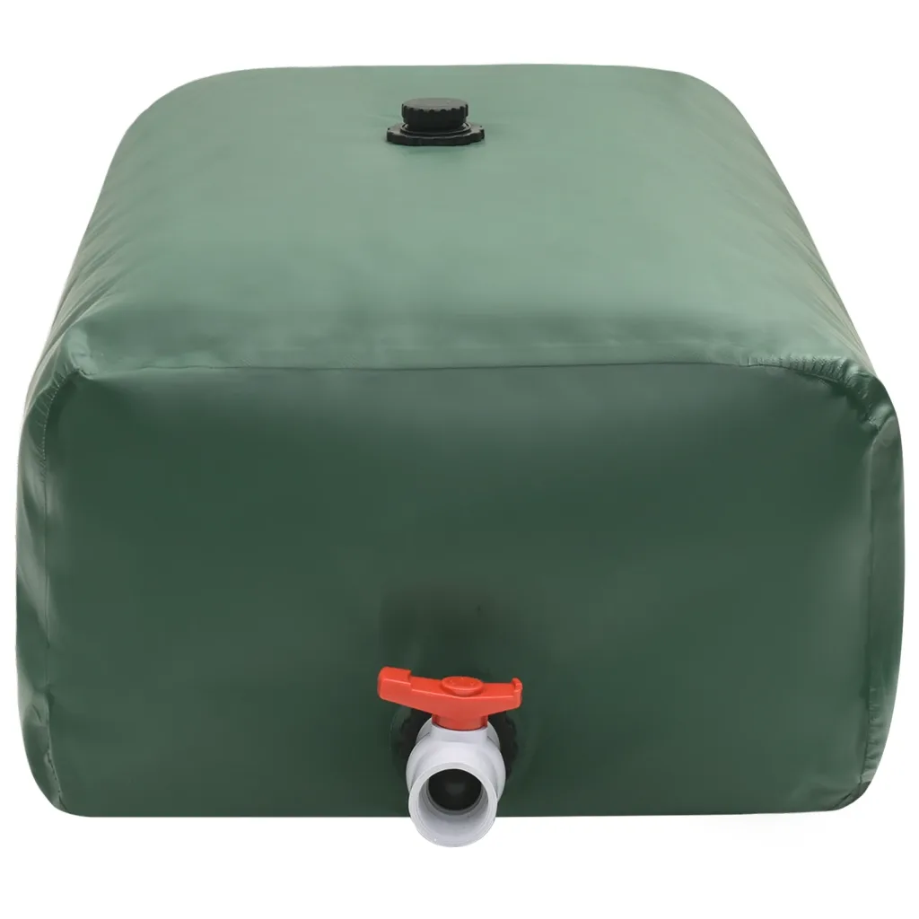 Kokkupandav PVC veepaak kraaniga, ristkülikukujuline, 360 L, roheline, 100 x 72 x 50 cm