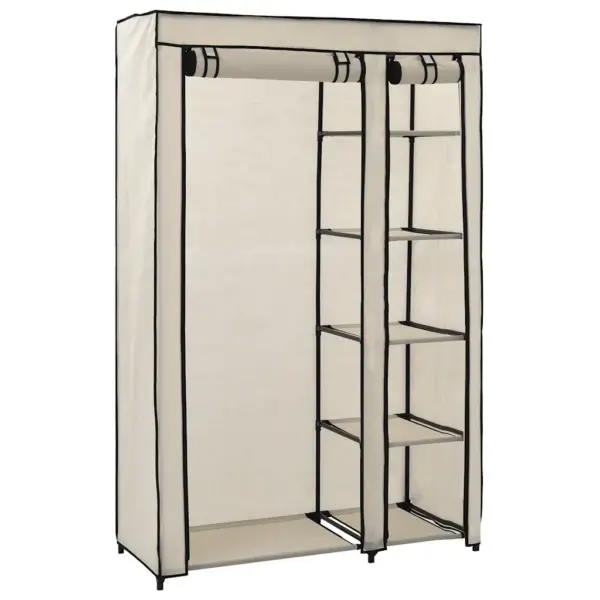 Kokkupandav riidekapp fliiskattega, kreemjasvalge, 110 x 45 x 175 cm – 3