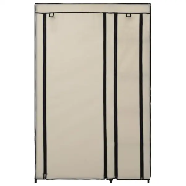 Kokkupandav riidekapp fliiskattega, kreemjasvalge, 110 x 45 x 175 cm – 4
