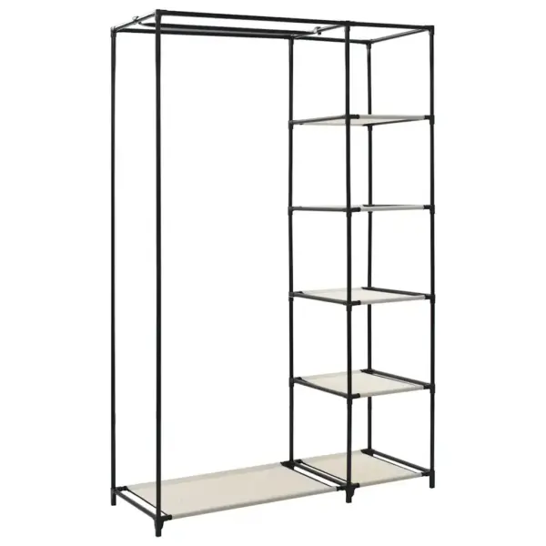 Kokkupandav riidekapp fliiskattega, kreemjasvalge, 110 x 45 x 175 cm – 6