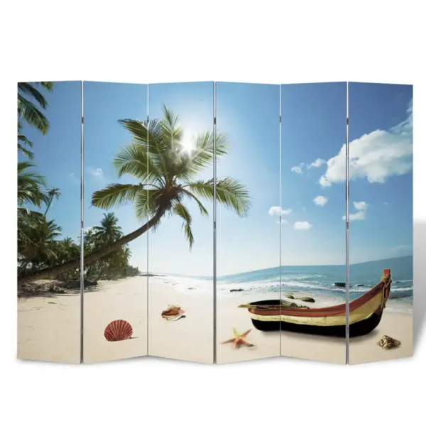 Kokkupandav ruumijagaja sirm kahepoolse rannapildiga, nulupuidust raamiga, 217 x 170 cm – 3