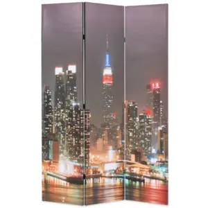 Kokkupandav privaatsussirm öise New Yorgi fotoga, nulupuidust raam, 120 x 170 cm