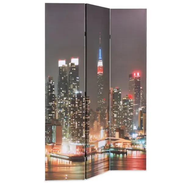 Kokkupandav privaatsussirm öise New Yorgi fotoga, nulupuidust raam, 120 x 170 cm – 2