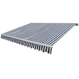 Kokkupandav käsitsi juhitav varikatus terrassile, 300 cm, tumesinine/valge