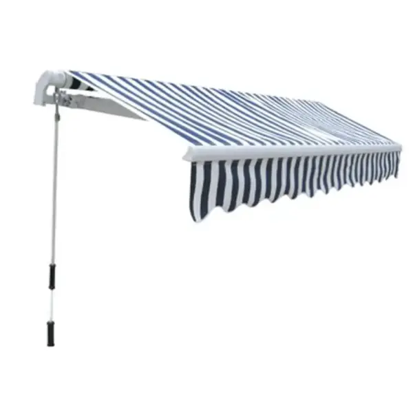 Kokkupandav käsitsi juhitav varikatus terrassile, 300 cm, tumesinine/valge – 3