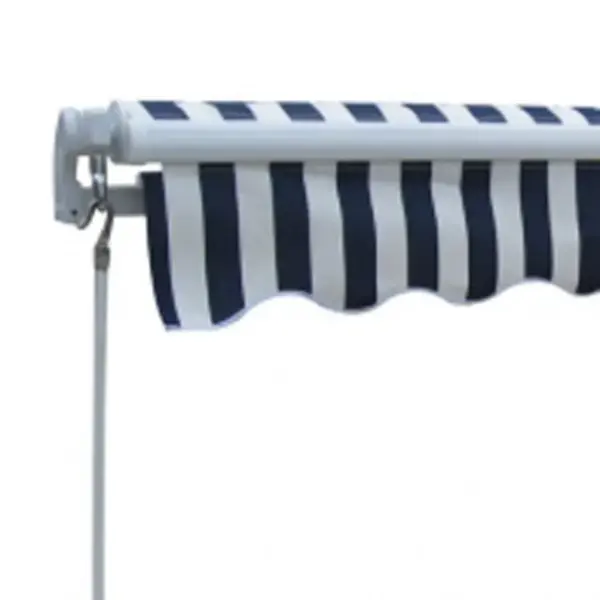 Kokkupandav käsitsi juhitav varikatus terrassile, 300 cm, tumesinine/valge – 4