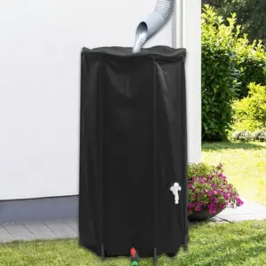 Kokkupandav vihmaveetünn kraaniga, 100 l, must PVC, 40 x 80 cm
