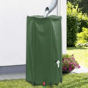 Kokkupandav vihmaveetünn kraaniga, 100 l, roheline PVC, 40 x 80 cm
