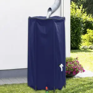 Kokkupandav vihmaveetünn kraaniga, sinine PVC, 100 l, 40 x 80 cm