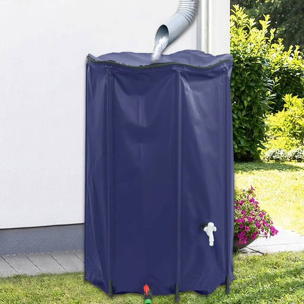 Kokkupandav vihmaveetünn kraaniga, 1000 l, sinine PVC, 100 x 120 cm
